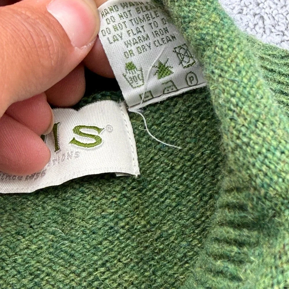 Orvis Roll Neck Sweater Mens XL Green Lambswool Sleeve Knit Preppy Pullover VTG